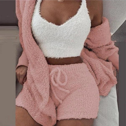 Woman fluffy pajama