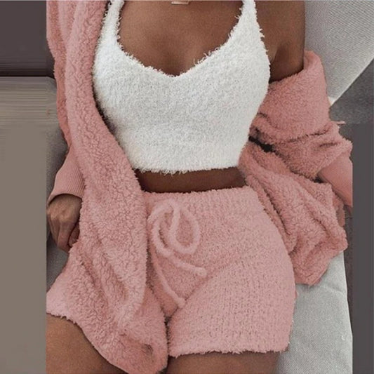 Woman fluffy pajama