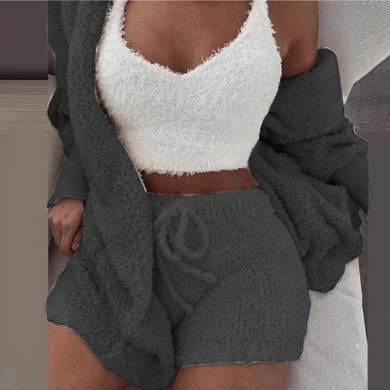 Woman fluffy pajama