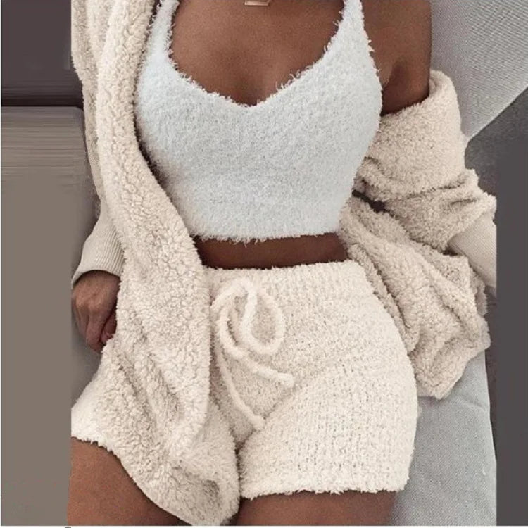 Woman fluffy pajama