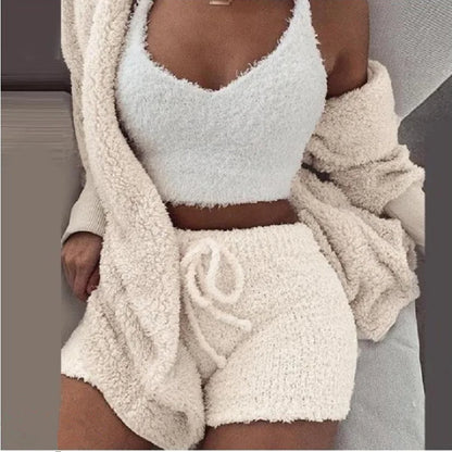 Woman fluffy pajama