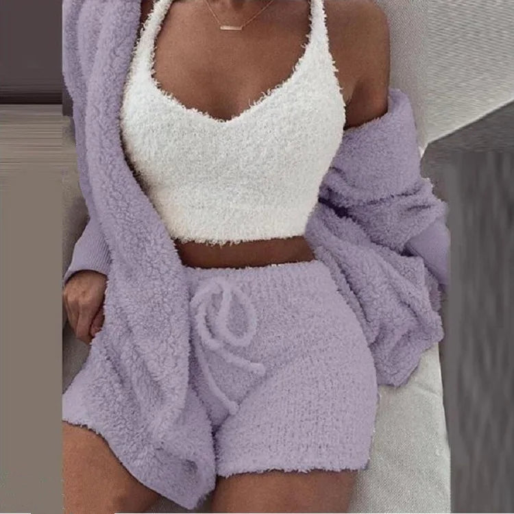 Woman fluffy pajama