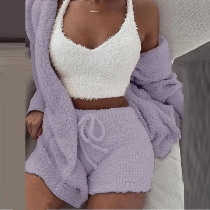 Woman fluffy pajama